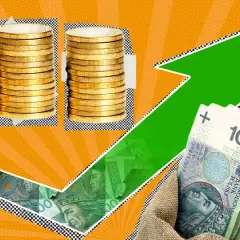 Złotówki rosną! Ile kosztuje 18 na 30 osób w 2026? Stosy monet i banknotów symbolizują wzrost wartości.