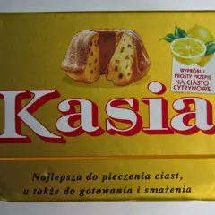 Opakowanie margaryny Kasia z babką cytrynową. Czy margaryna Kasia zawiera tłuszcze trans? Sprawdź skład, by mieć pewność.