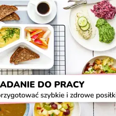 Pyszne, białkowe śniadanie do pracy: hummus, warzywa i pełnoziarniste pieczywo. Idealne na szybki start dnia.