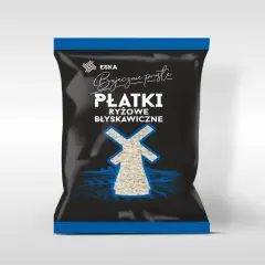Opakowanie płatków ryżowych błyskawicznych ESKA. Czy płatki ryżowe błyskawiczne są zdrowe? Ten produkt może być częścią zdrowej diety.