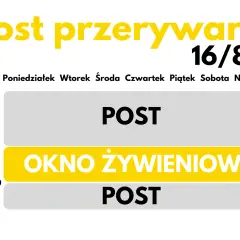 Post przerywany 16/8. Okno żywieniowe co jeść od 12:00 do 20:00.