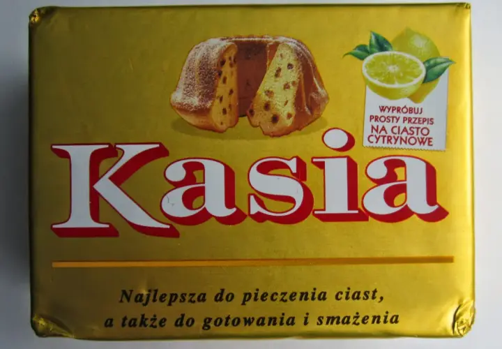 Opakowanie margaryny Kasia z babką cytrynową. Czy margaryna Kasia zawiera tłuszcze trans? Sprawdź skład, by mieć pewność.