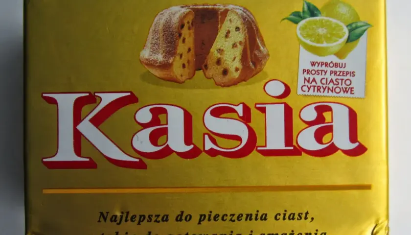 Opakowanie margaryny Kasia z babką cytrynową. Czy margaryna Kasia zawiera tłuszcze trans? Sprawdź skład, by mieć pewność.