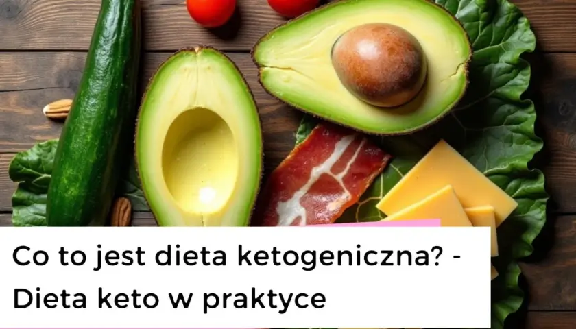 Składniki diety keto: awokado, ogórek, pomidory, boczek, ser, orzechy i liście. Zasady diety keto w praktyce.