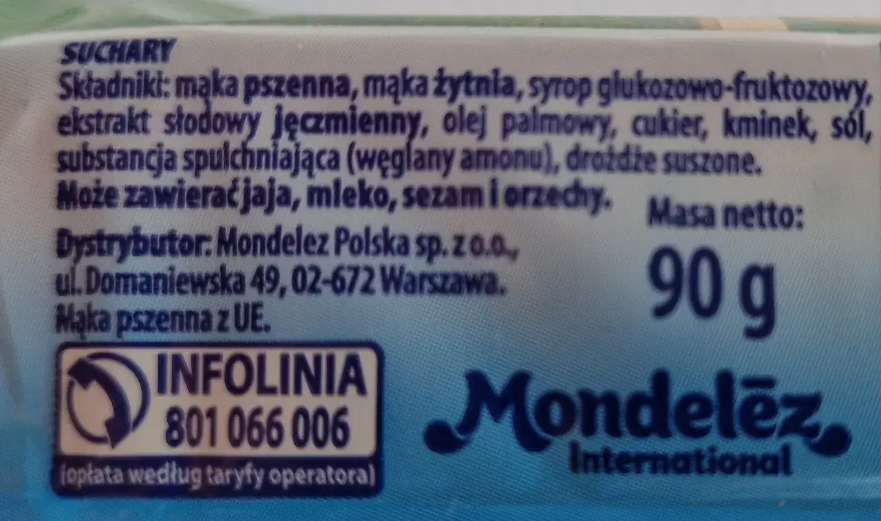 Składniki sucharów: mąka pszenna, żytnia, syrop glukozowo-fruktozowy, olej palmowy, cukier, kminek, sól. Czy suchary beskidzkie są zdrowe?