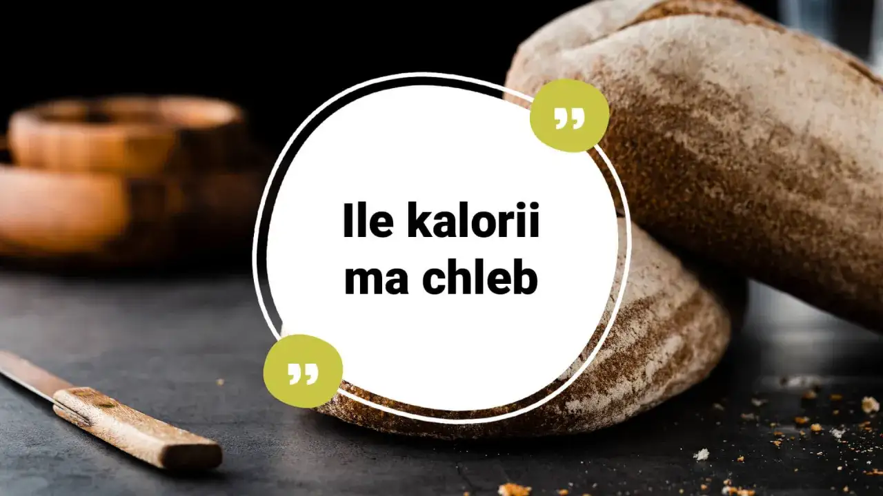 Dwa bochenki chleba na ciemnym tle. W okręgu tekst: 