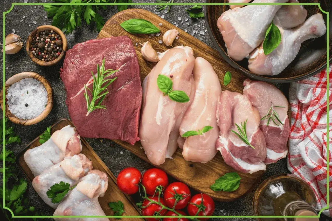 Mięso wołowe, piersi kurczaka, udka kurczaka, schab, pomidorki, zioła i przyprawy. Idealne składniki na dietę karniwora efekty.